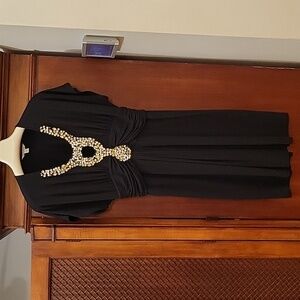Boston Proper | Heavily Embellished Black Dress Keyhole Neckline LBD - size M